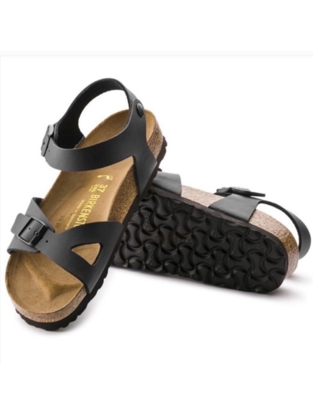 Black Rio Birkenstocks Sz 38 Size 7 - Picture 2 of 8